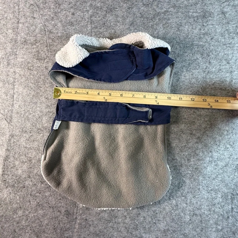 Double Nice‎ Co Navy Blue Sherpa Fleece Lined Dog Vest Jacket Adjustable No Size